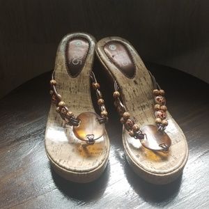 Beaded Wedge Sandals